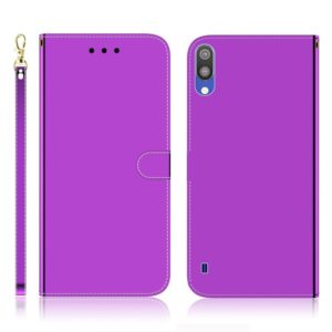 For Galaxy A10 / M10 Imitated Mirror Surface Horizontal Flip Leather Case with Holder & Card Slots & Wallet & Lanyard(Purple) (OEM)