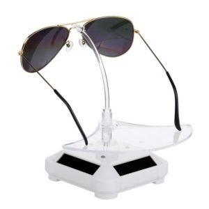 Solar 360 Degree Rotating Turntable Colorful Lights Glasses Display Stand(White) (OEM)