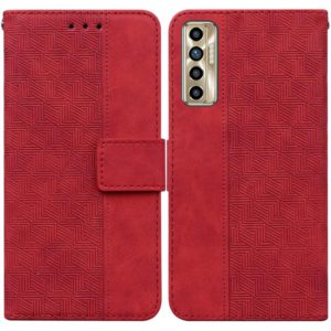 For Tecno Camon 17P Geometric Embossed Leather Phone Case(Red) (OEM)