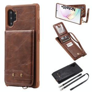 For Galaxy Note 10 Plus Vertical Flip Wallet Shockproof Back Cover Protective Case with Holder & Card Slots & Lanyard & Photos Frames(Coffee) (OEM)