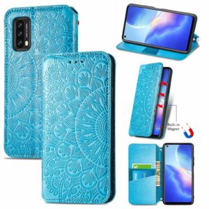 For Blackview A90 Blooming Mandala Embossed Pattern Magnetic Horizontal Flip Leather Case with Holder & Card Slots & Wallet(Blue) (OEM)