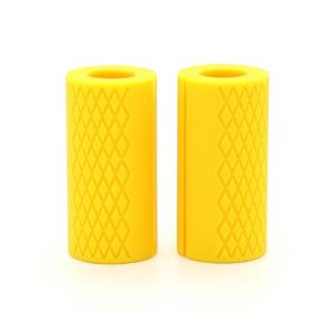 Dumbbell Barbell Grip Silicone Thick Bar Handles(Yellow) (OEM)