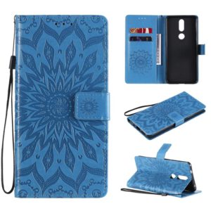 For Nokia 2.4 Sun Embossing Pattern Horizontal Flip Leather Case with Card Slot & Holder & Wallet & Lanyard(Blue) (OEM)
