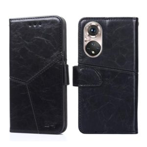 For Honor 50 Pro Geometric Stitching Horizontal Flip Leather Phone Case(Black) (OEM)