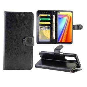 For OPPO Realme 7/Narzo 20 Pro Crazy Horse Texture Leather Horizontal Flip Protective Case with Holder & Card Slots & Wallet & Photo Frame(Black) (OEM)