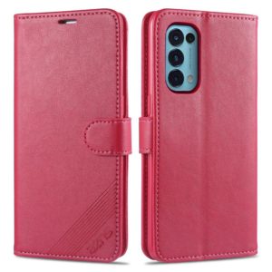 For OPPO Reno5 4G AZNS Magnetic Calf Texture Horizontal Flip Leather Case with Card Slots & Holder & Wallet(Red) (AZNS) (OEM)