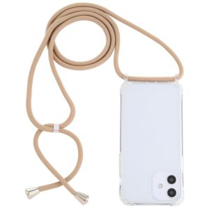 For iPhone 12 mini Transparent Acrylic Airbag Shockproof Phone Protective Case with Lanyard (Camel) (OEM)