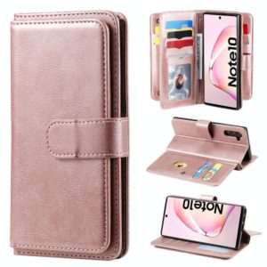 For Samsung Galaxy Note10 Multifunctional Magnetic Copper Buckle Horizontal Flip Solid Color Leather Case with 10 Card Slots & Wallet & Holder & Photo Frame(Rose Gold) (OEM)