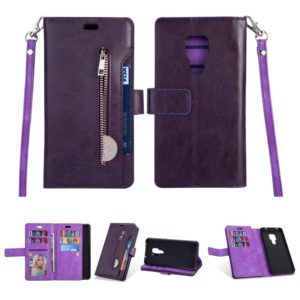 For Huawei Mate 20 Multifunctional Zipper Horizontal Flip Leather Case with Holder & Wallet & 9 Card Slots & Lanyard(Purple) (OEM)