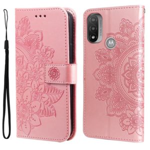 For Motorola Moto E20 / E30 / E40 7-petal Flowers Embossing Pattern Horizontal Flip CasePhone Case(Rose Gold) (OEM)