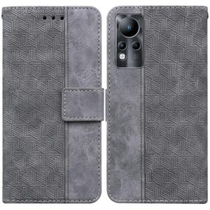 For Infinix Note 11 Geometric Embossed Leather Phone Case(Grey) (OEM)