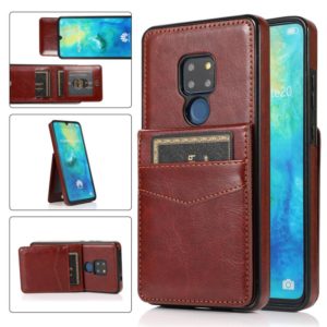 For Huawei Mate 20 Solid Color PC + TPU Protective Case with Holder & Card Slots(Brown) (OEM)