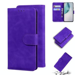 For OnePlus Nord N10 5G Skin Feel Pure Color Flip Leather Phone Case(Purple) (OEM)