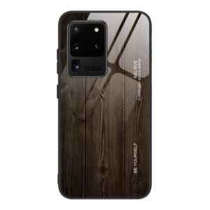 For Samsung Galaxy S20 Ultra Wood Grain Glass Protective Case(M01) (OEM)