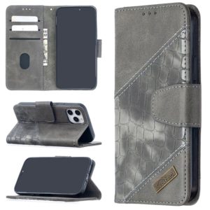 For iPhone 12 mini Matching Color Crocodile Texture Horizontal Flip PU Leather Case with Wallet & Holder & Card Slots(Grey) (OEM)