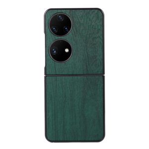 For Huawei P50 Pocket Wood Texture PU Phone Case(Green) (OEM)