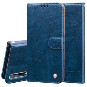 For Huawei Y8P / Enjoy 10S Business Style Oil Wax Texture Horizontal Flip Leather Case with Holder & Card Slots & Wallet(Blue) (OEM)