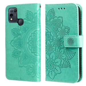 7-petal Flowers Embossing Pattern Horizontal Flip PU Leather Case with Holder & Card Slots & Wallet & Photo Frame For Infinix Smart 5 / Hot 10 Lite / X657(Green) (OEM)
