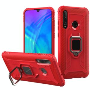 For Huawei P Smart+ 2019 Carbon Fiber Protective Case with 360 Degree Rotating Ring Holder(Red) (OEM)