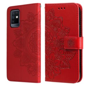 For Infinix Note 10 7-petal Flowers Embossing Pattern Horizontal Flip PU Leather Case with Holder & Card Slots & Wallet & Photo Frame(Red) (OEM)