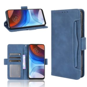 For Motorola Moto E7 Power Skin Feel Calf Pattern Horizontal Flip Leather Case with Holder & Card Slots & Photo Frame(Blue) (OEM)