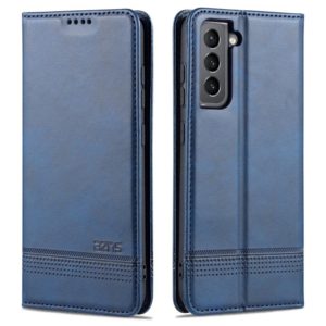 For Samsung Galaxy S21 FE AZNS Magnetic Calf Texture Horizontal Flip Leather Case with Card Slots & Holder & Wallet(Dark Blue) (AZNS) (OEM)