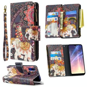 For Xiaomi Redmi 7 Colored Drawing Pattern Zipper Horizontal Flip Leather Case with Holder & Card Slots & Wallet(Flower Elephants) (OEM)