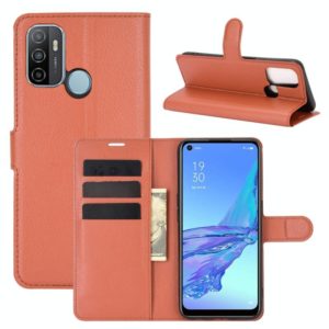 For OPPO A53 2020/OPPO A32 2020 Litchi Texture Horizontal Flip Protective Case with Holder & Card Slots & Wallet(Brown) (OEM)