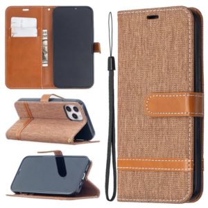 For iPhone 12 / 12 Pro Color Matching Denim Texture Horizontal Flip Leather Case with Holder & Card Slots & Wallet & Lanyard(Brown) (OEM)