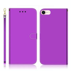 For iPhone 7 / 8 Imitated Mirror Surface Horizontal Flip Leather Case with Holder & Card Slots & Wallet & Lanyard(Purple) (OEM)