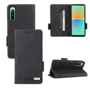 For Sony Xperia 10 IV Magnetic Clasp Flip Leather Phone Case(Black) (OEM)