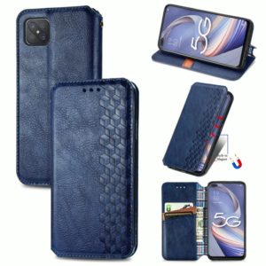 For OPPO A92S Cubic Grid Pressed Horizontal Flip Magnetic PU Leather Case with Holder & Card Slots & Wallet(Blue) (OEM)