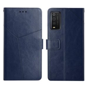 For TCL 205 Y Stitching Horizontal Flip Leather Phone Case(Blue) (OEM)