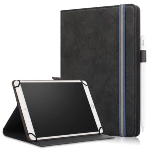 For 9-11 inch Marble Cloth Texture Horizontal Flip Universal Tablet PC Leather Case with Pen Slot & Holder(Black) (OEM)