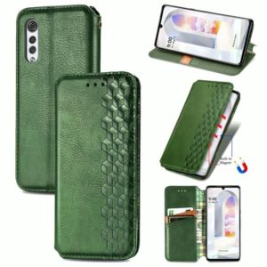 For LG Velvet 5G Cubic Grid Pressed Horizontal Flip Magnetic PU Leather Case with Holder & Card Slots & Wallet(Green) (OEM)