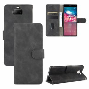 For Sony Xperia 8 Lite Solid Color Skin Feel Magnetic Buckle Horizontal Flip Calf Texture PU Leather Case with Holder & Card Slots & Wallet(Black) (OEM)