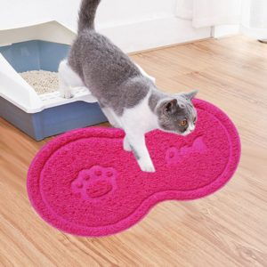 Lovely PVC Cat Litter Mat Eight-shaped Anti-skid Placemat Pet Supplies(Rose Red) (OEM)