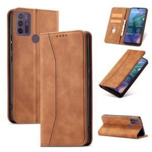 For Motorola Moto G10 / G20 Magnetic Dual-fold Leather Phone Case(Brown) (OEM)
