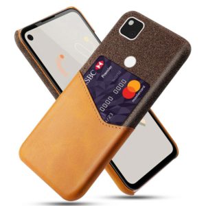 For Google Pixel 4a Cloth Texture PC + PU Leather Back Cover Shockproof Case with Card Slot(Orange) (OEM)