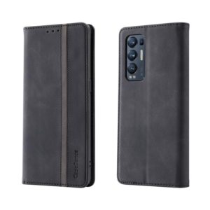For OPPO Find X3 Neo Splicing Skin Feel Magnetic Leather Phone Case(Black) (OEM)