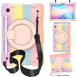 For Samsung Galaxy Tab A8 10.5 2021 Silicone + PC Full Body Protection Tablet Case With Holder & Strap(Colorful Rose Gold) (OEM)