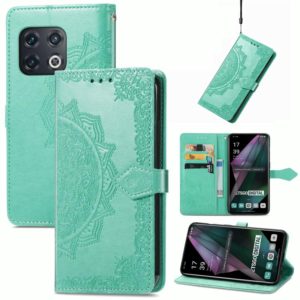 For OnePlus 10 Pro Mandala Flower Embossed Horizontal Flip Leather Phone Case(Green) (OEM)