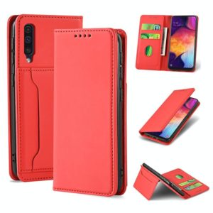 For Samsung Galaxy A50 Strong Magnetism Liquid Feel Horizontal Flip Leather Case with Holder & Card Slots & Wallet(Red) (OEM)