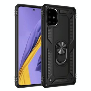 For Galaxy A51 Shockproof TPU + PC Protective Case with 360 Degree Rotating Holder(Black) (OEM)