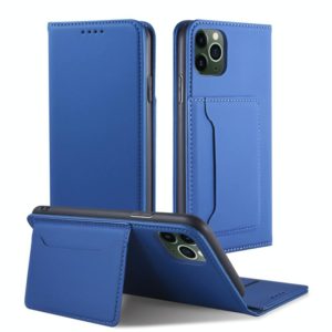 For iPhone 11 Pro Max Strong Magnetism Shockproof Horizontal Flip Liquid Feel Leather Case with Holder & Card Slots & Wallet(Blue) (OEM)