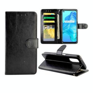 For OPPO Realme V5 5G/Realme 7 5G Crazy Horse Texture Leather Horizontal Flip Protective Case with Holder & Card Slots & Wallet & Photo Frame(Black) (OEM)