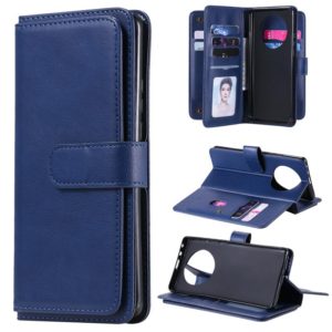 For Huawei Mate 40 Pro Multifunctional Magnetic Copper Buckle Horizontal Flip Solid Color Leather Case with 10 Card Slots & Wallet & Holder & Photo Frame(Dark Blue) (OEM)
