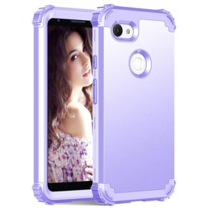 For Google Pixel 3a 3 in 1 Shockproof PC + Silicone Protective Case(Purple) (OEM)