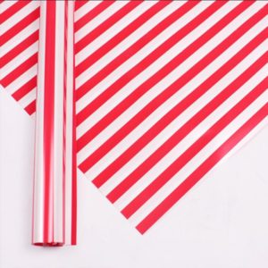 Two-Color Stripes Flower Wrapping Paper Waterproof Gift Wrapping Paper(Red) (OEM)