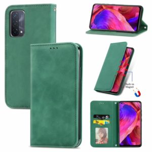 For OPPO A54 5G Retro Skin Feel Business Magnetic Horizontal Flip Leather Case With Holder & Card Slots & Wallet & Photo Frame(Green) (OEM)